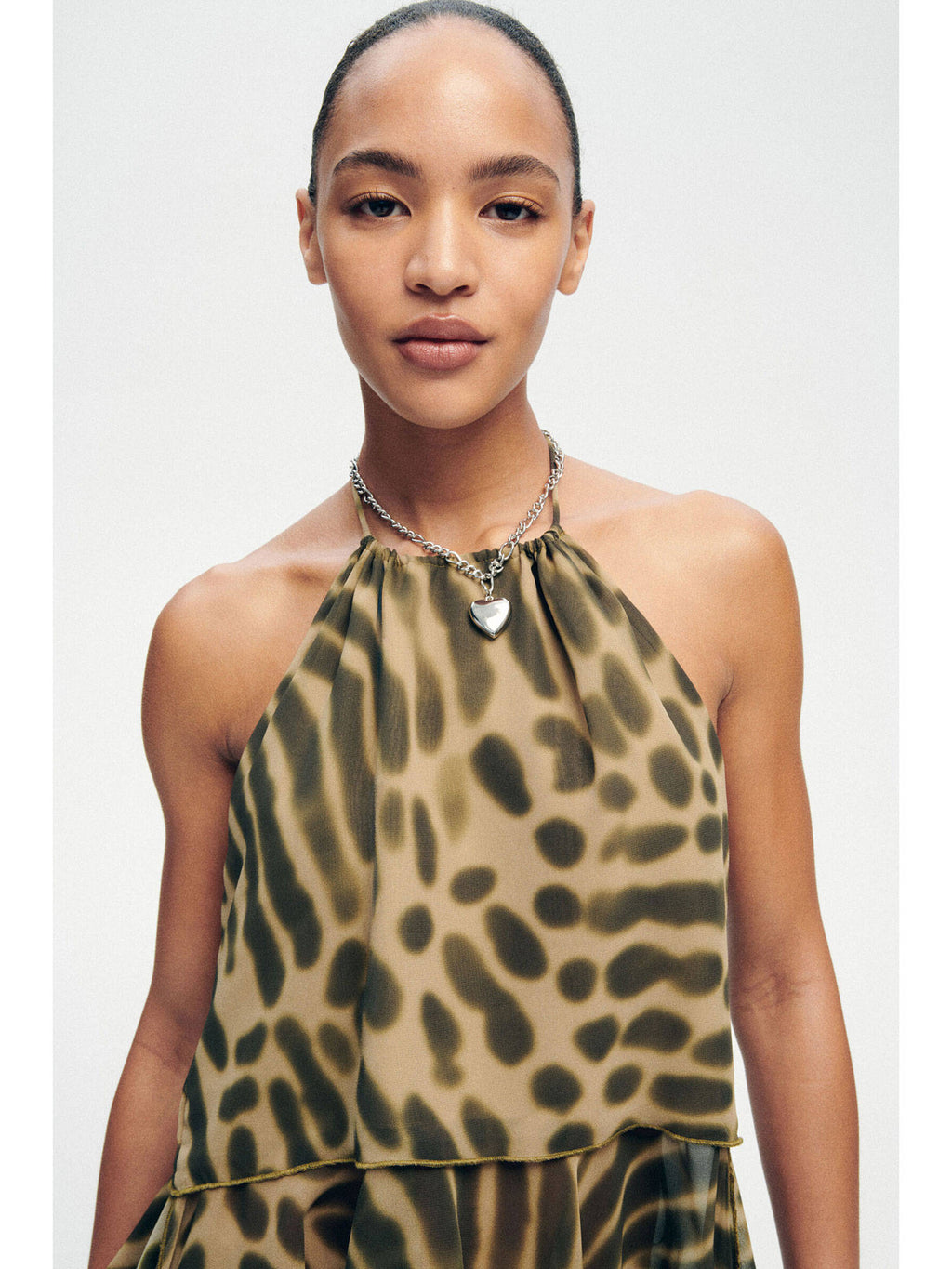 Women Green Draped-Panel Halter Neck Top | HT67 - view 2
