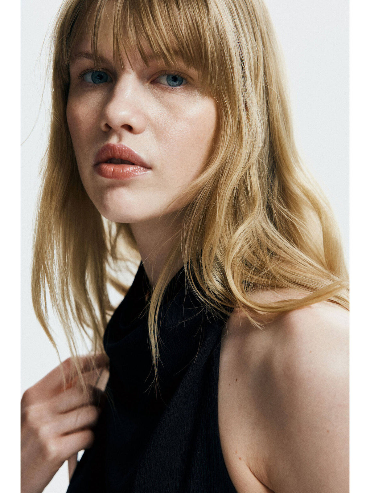 Women Black Draped Halter Neck Dress | D56 - view 2
