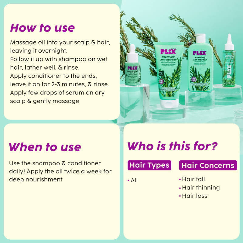 Rosemary Anti Hairfall Kit - Hair Oil, Shampoo, Conditioner & Serum | PL1 - view 8