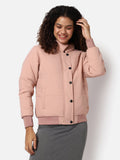 Womens Solid Puffer Jacket Pink | JC78 - view 1