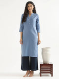 Blue Solid Regular Kurta | FY93 - view 1