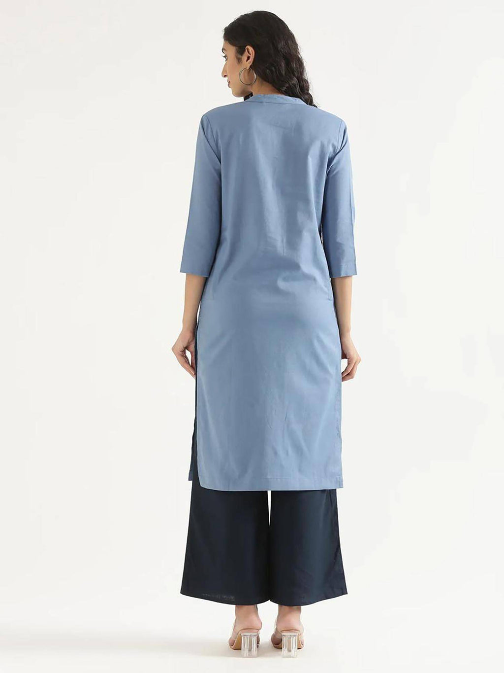 Blue Solid Regular Kurta | KDG - view 2