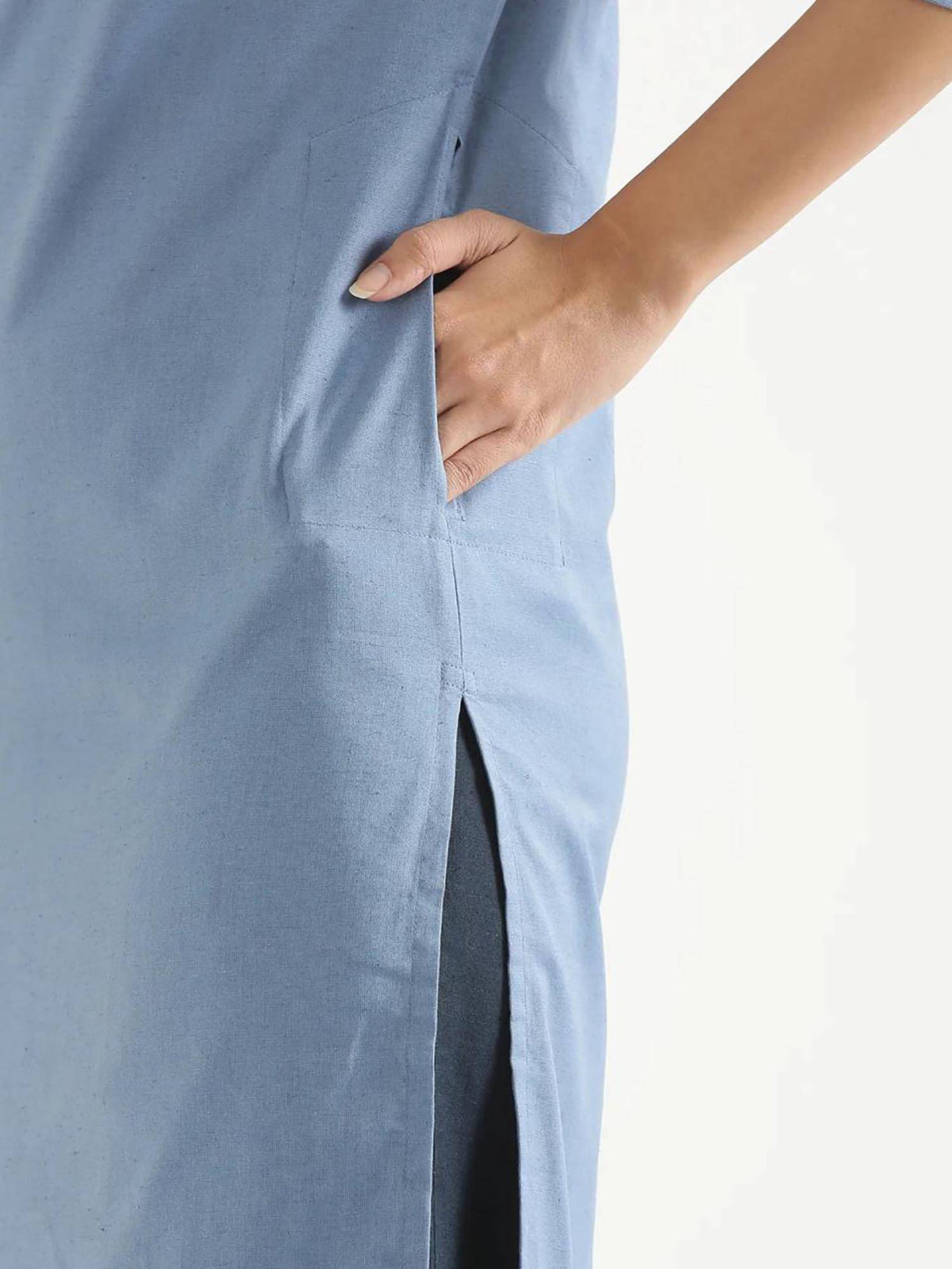 Blue Solid Regular Kurta | KDG - view 6