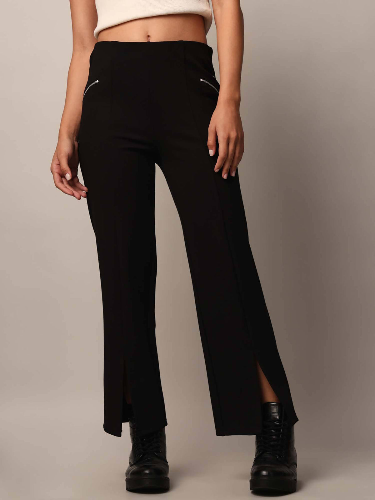 Black Slit Hem Pant | O24 - view 1