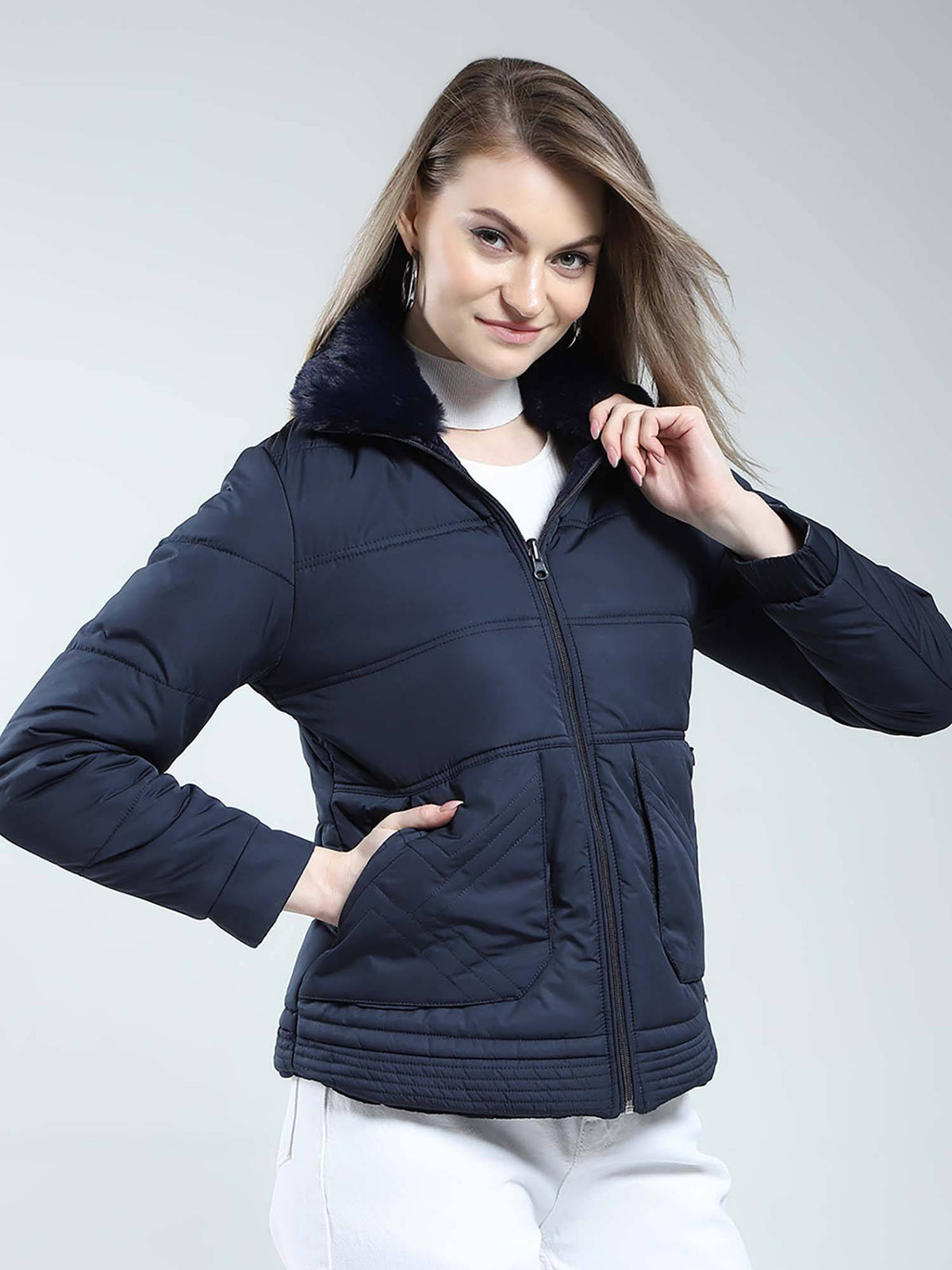 Navy Blue Quilted Jacket | JC78 - view 3