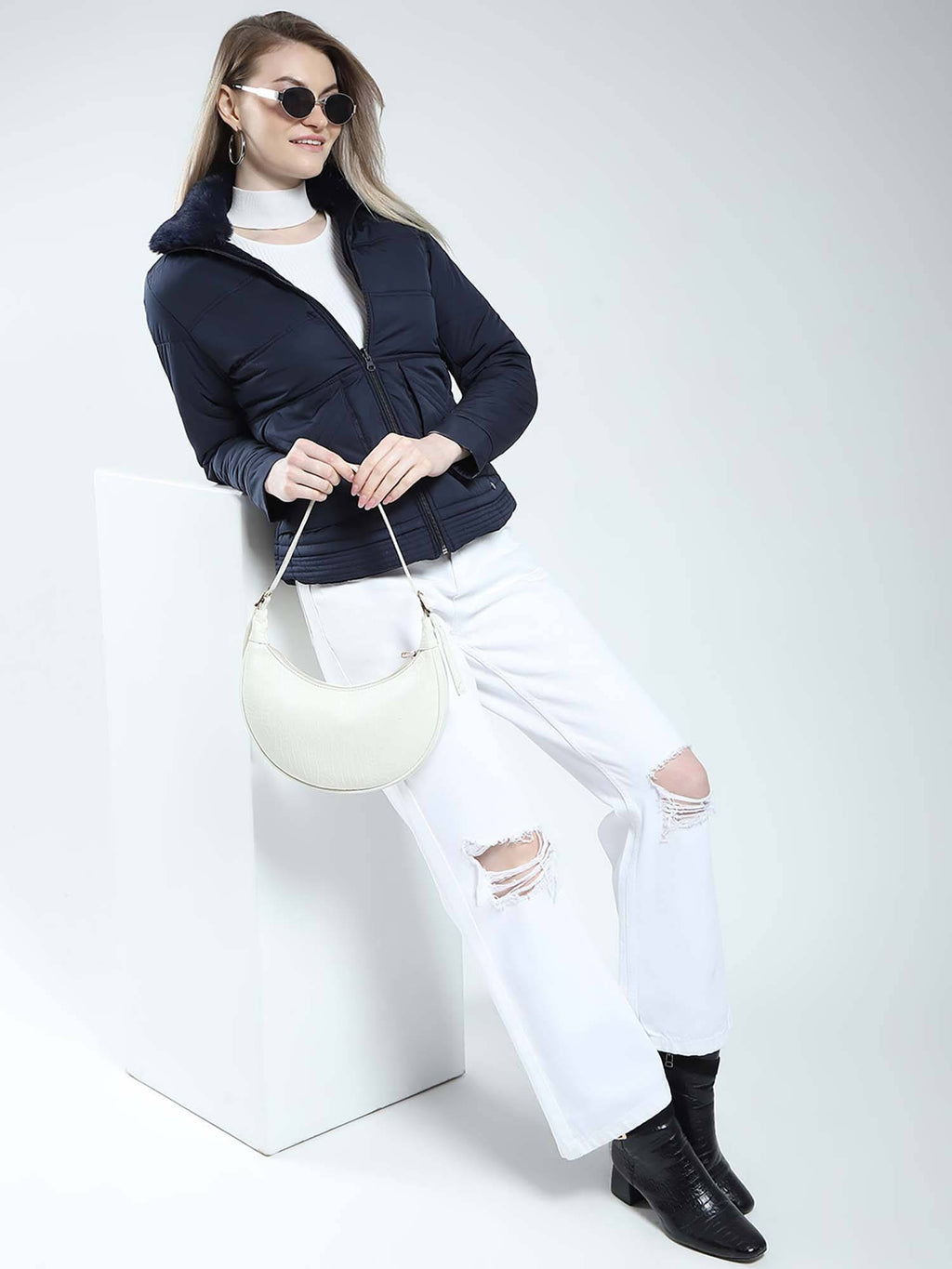 Navy Blue Quilted Jacket | JC78 - view 5