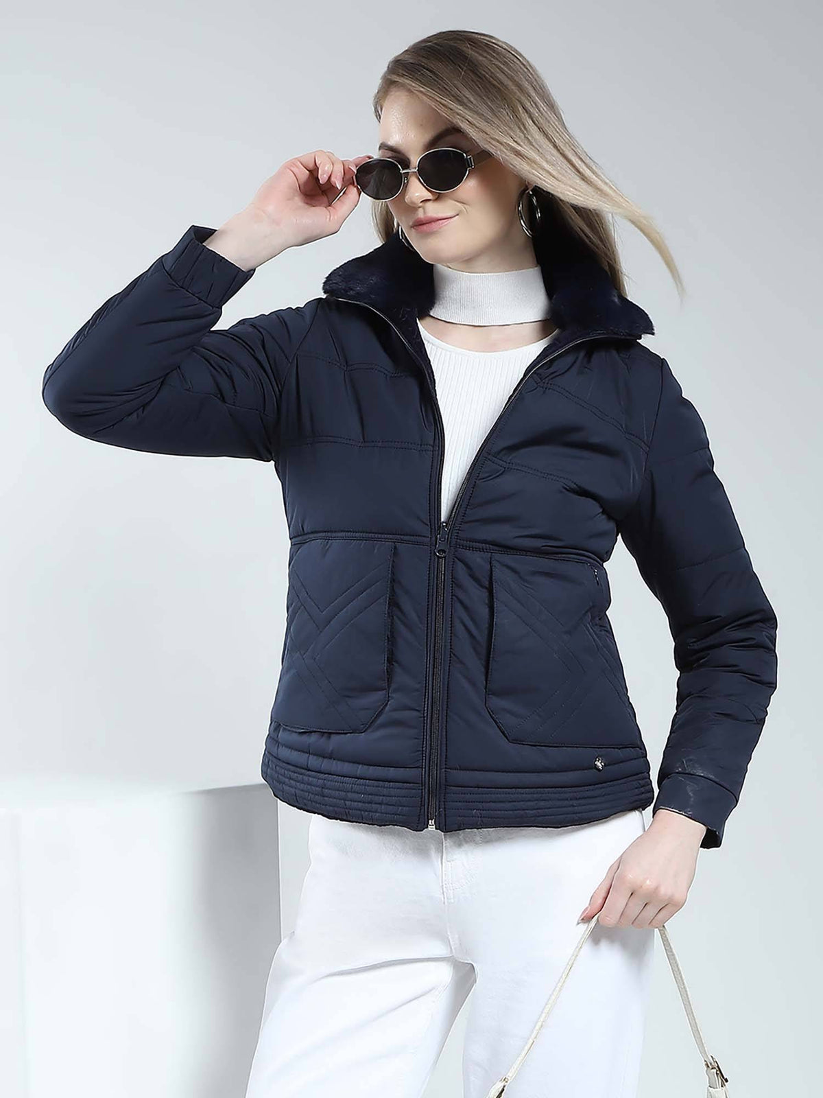 Navy Blue Quilted Jacket | JC78 - view 6