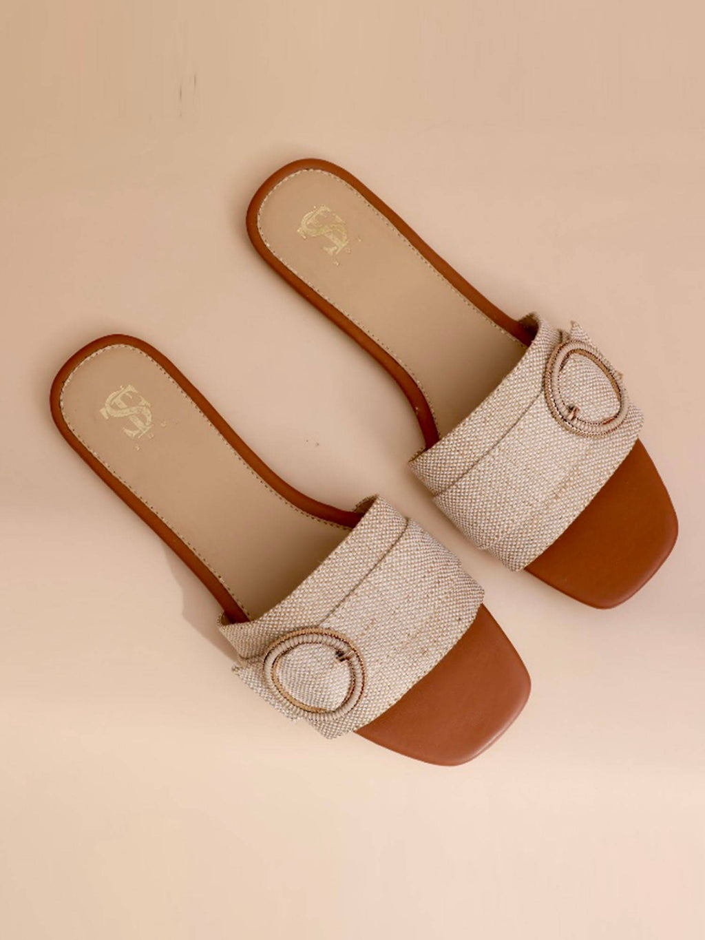 Raffia Clip Flats Beige | F61 - view 2