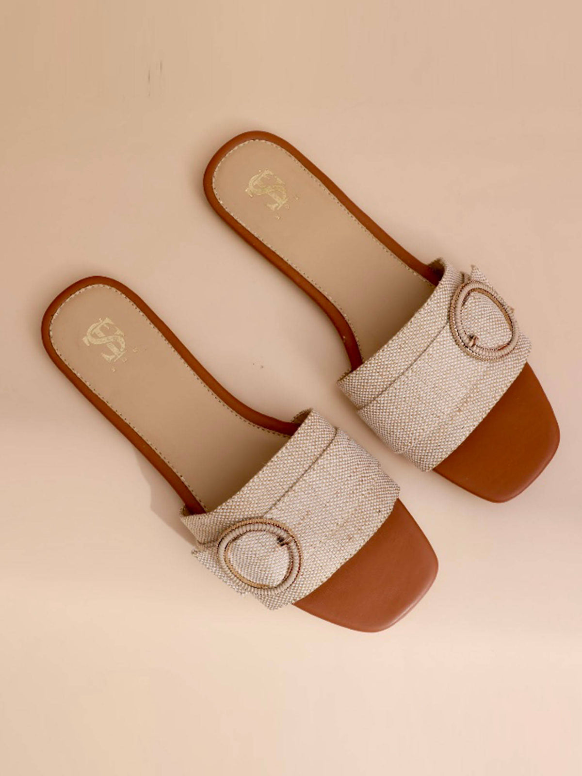 Raffia Clip Flats Beige | F61 - view 2