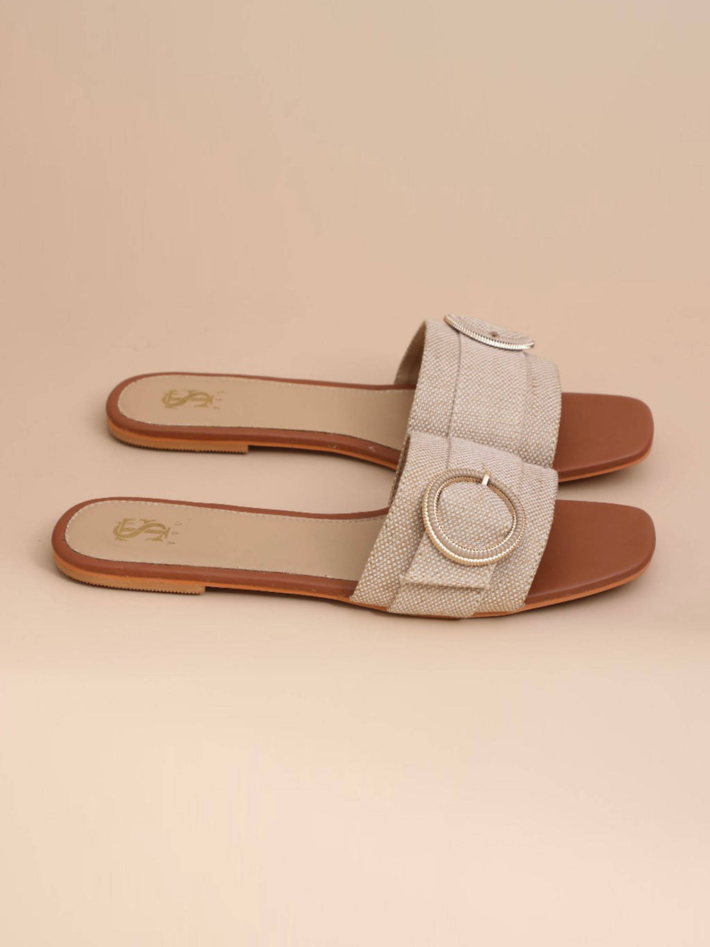 Raffia Clip Flats Beige | F61 - view 3