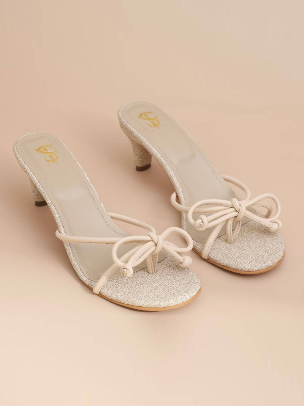Beige Bow Heels | H78 - view 1