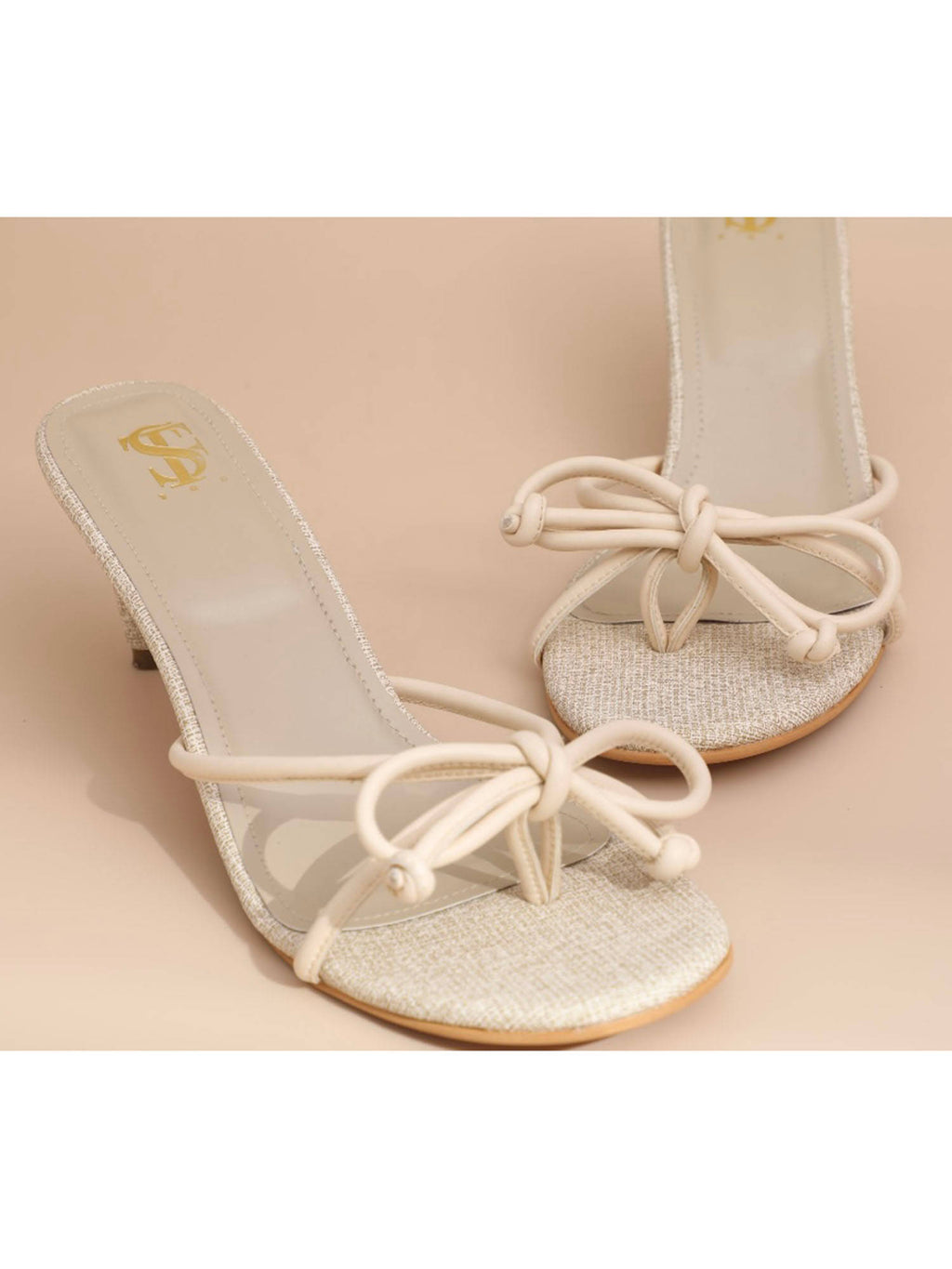 Beige Bow Heels | H78 - view 3