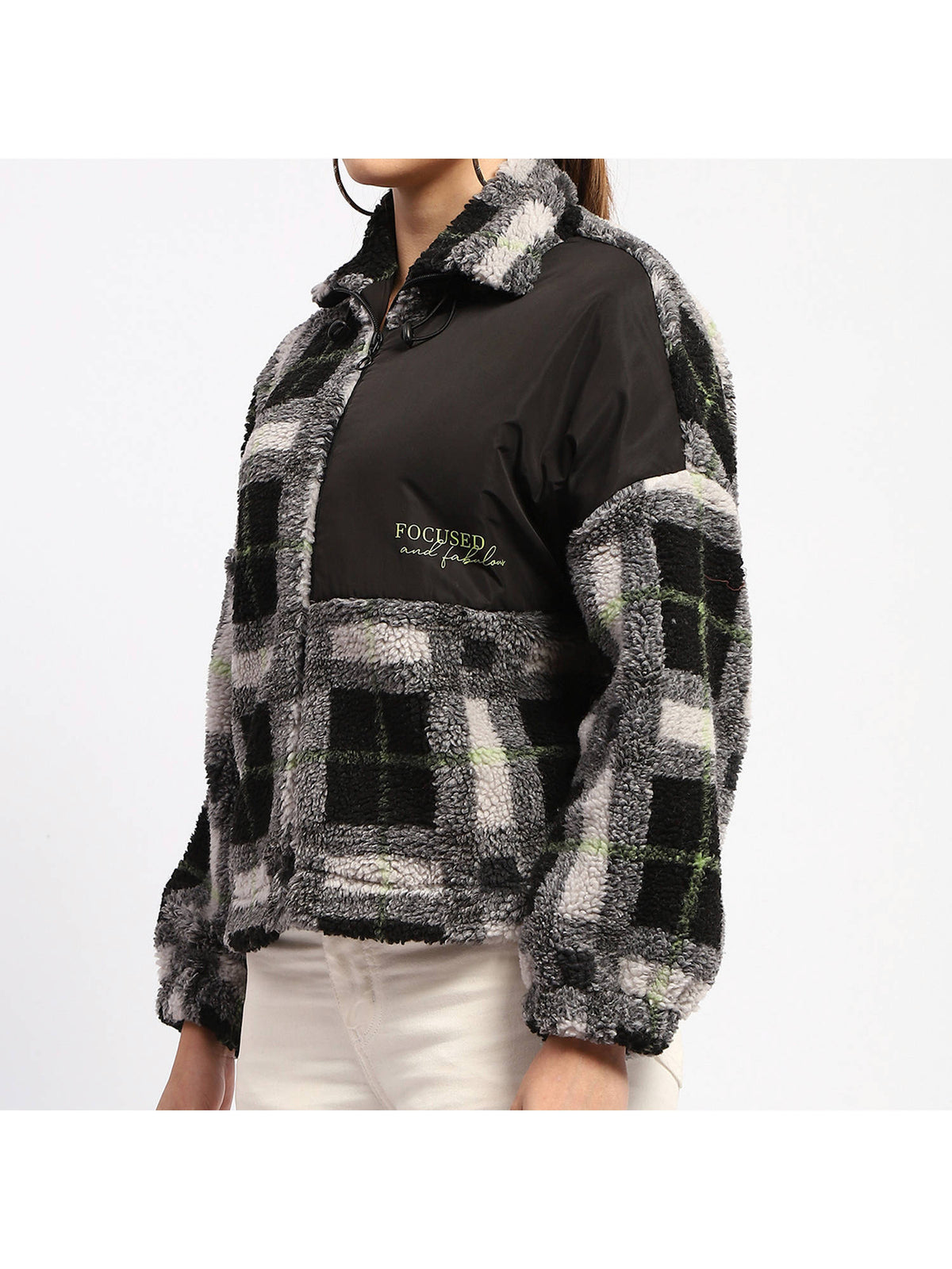 Geometric Print Black Puff Sweatshirt | SS90 - view 4