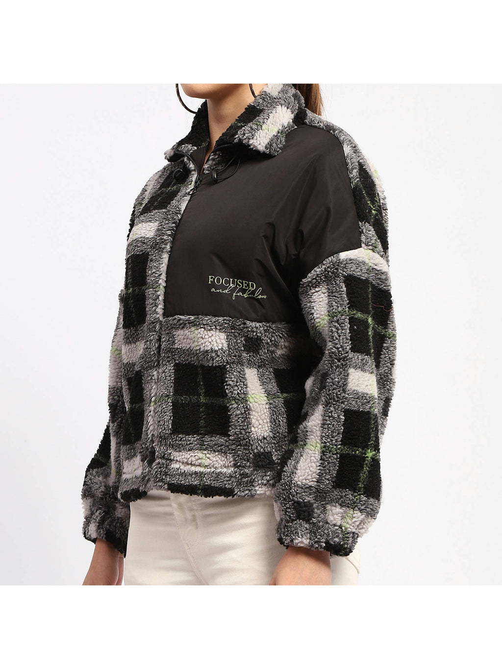 Geometric Print Black Puff Sweatshirt | HD56 - view 4