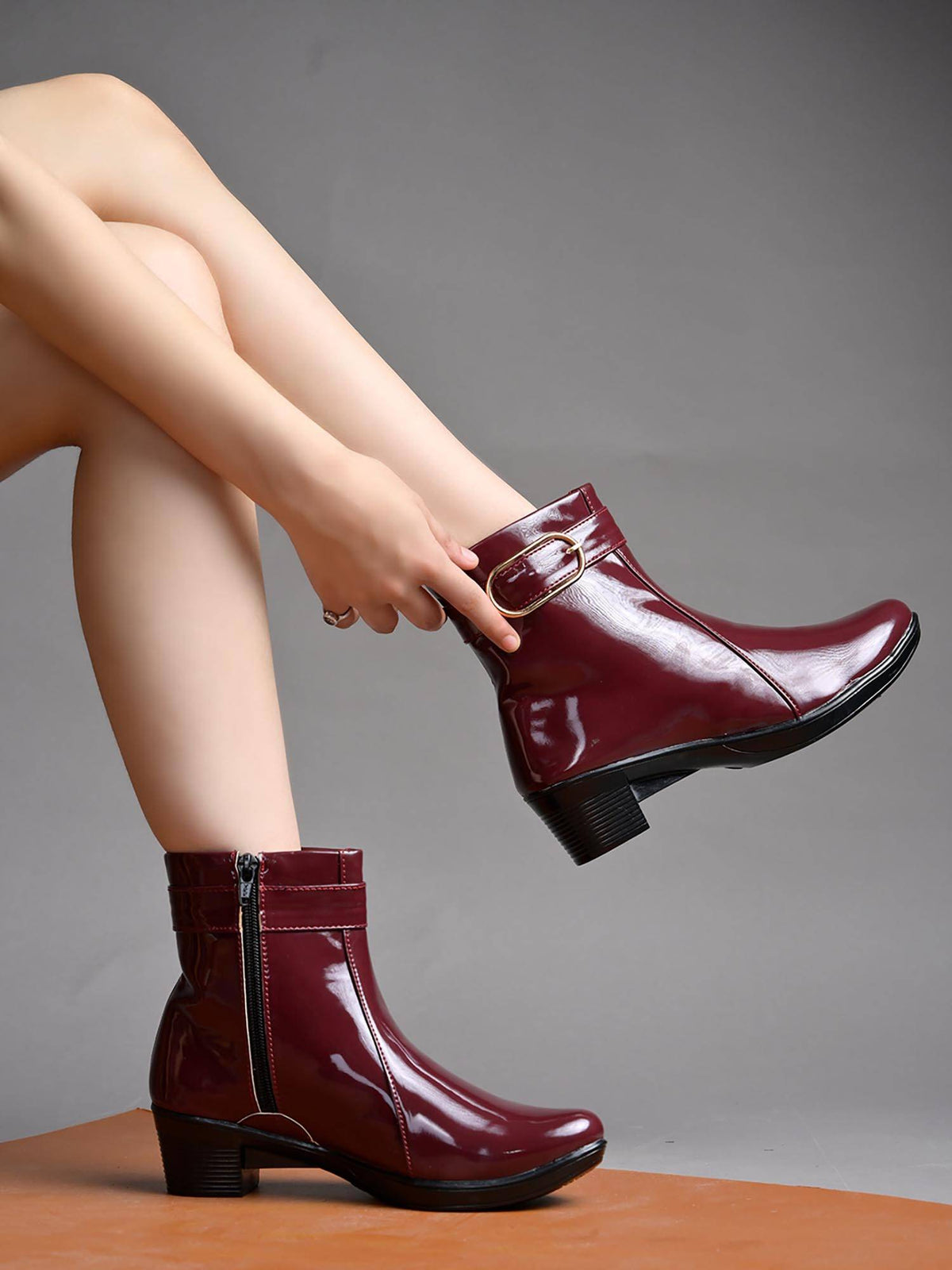 Patent Leather Ankle - Black Casual Boots For Women | BT61 - view 4