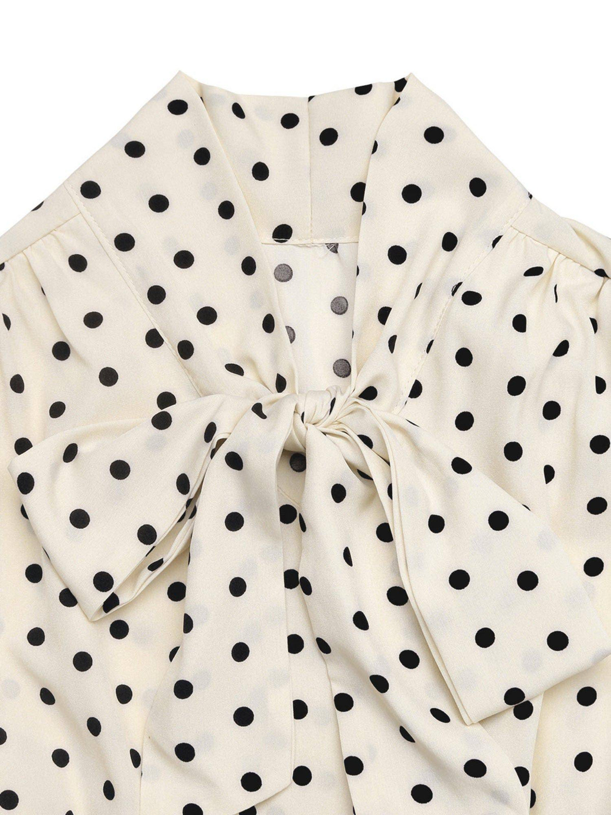 Cream Full Sleeves Neck Tie-Up Dress | D56 - view 5