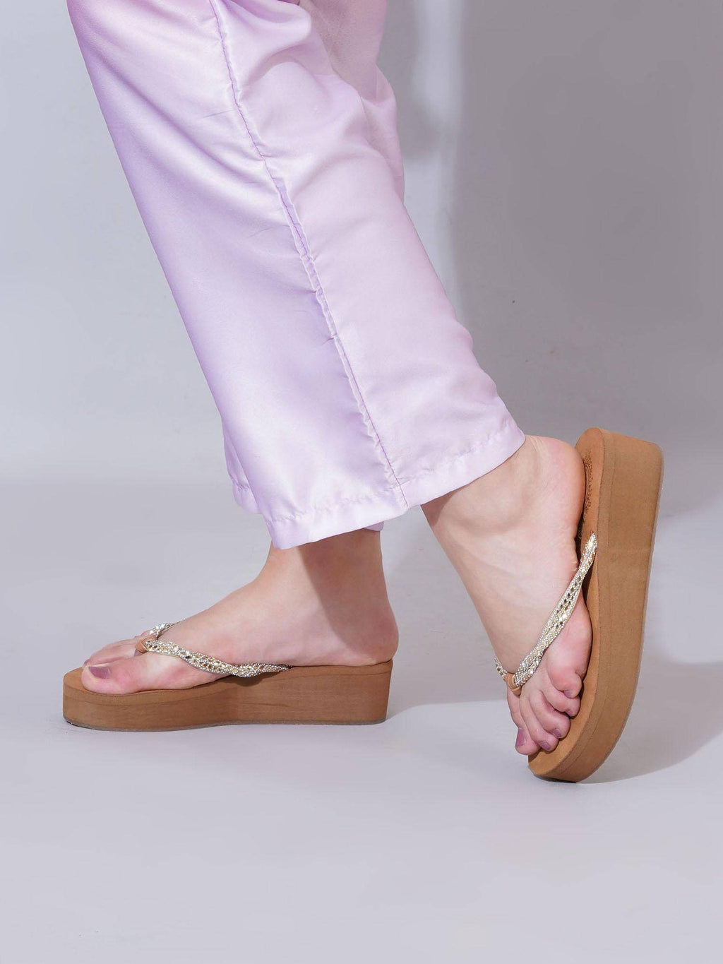 Beige Wedges with Braided Straps for Women | H78 - view 2