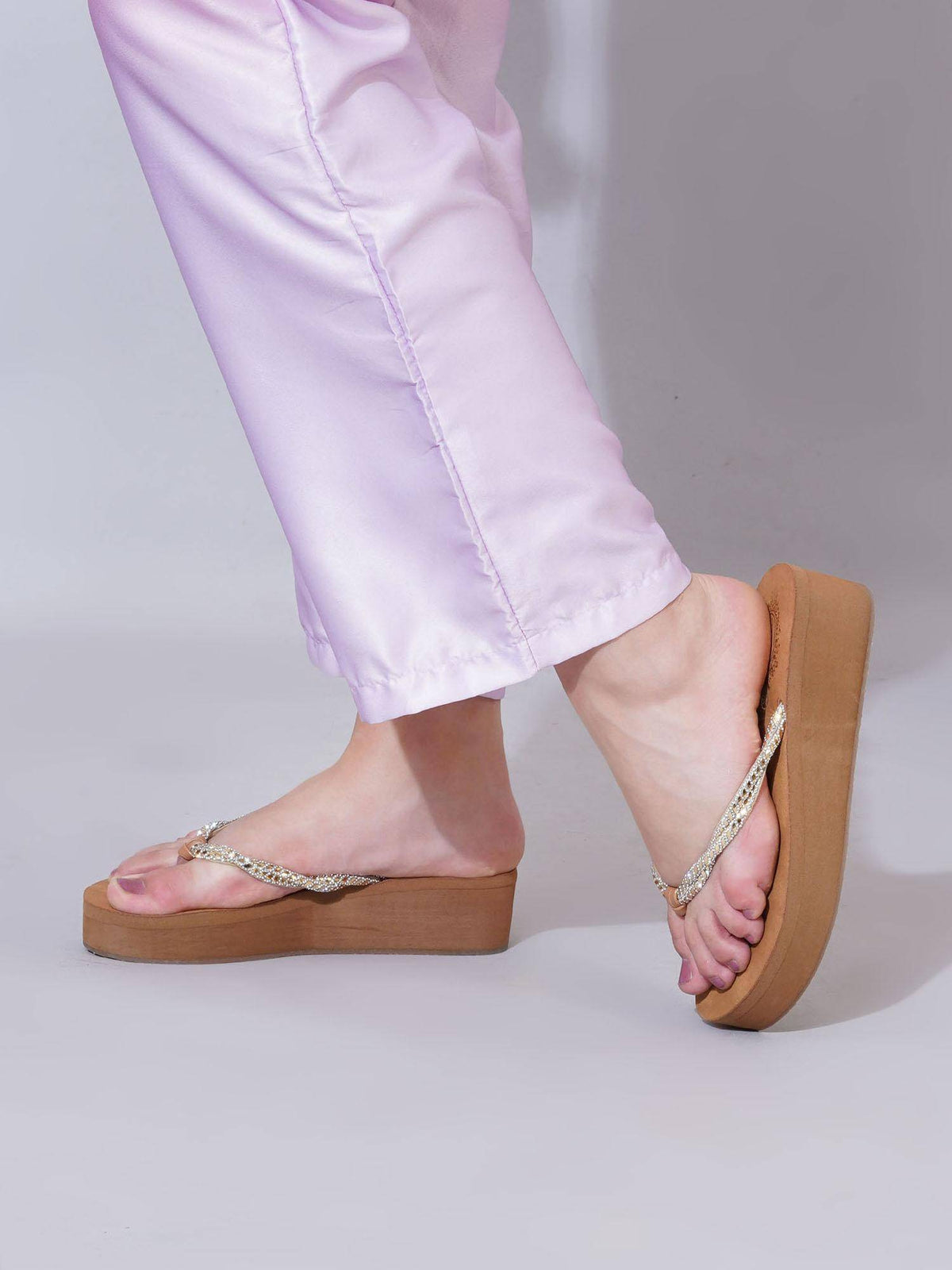 Beige Wedges with Braided Straps for Women | H78 - view 2