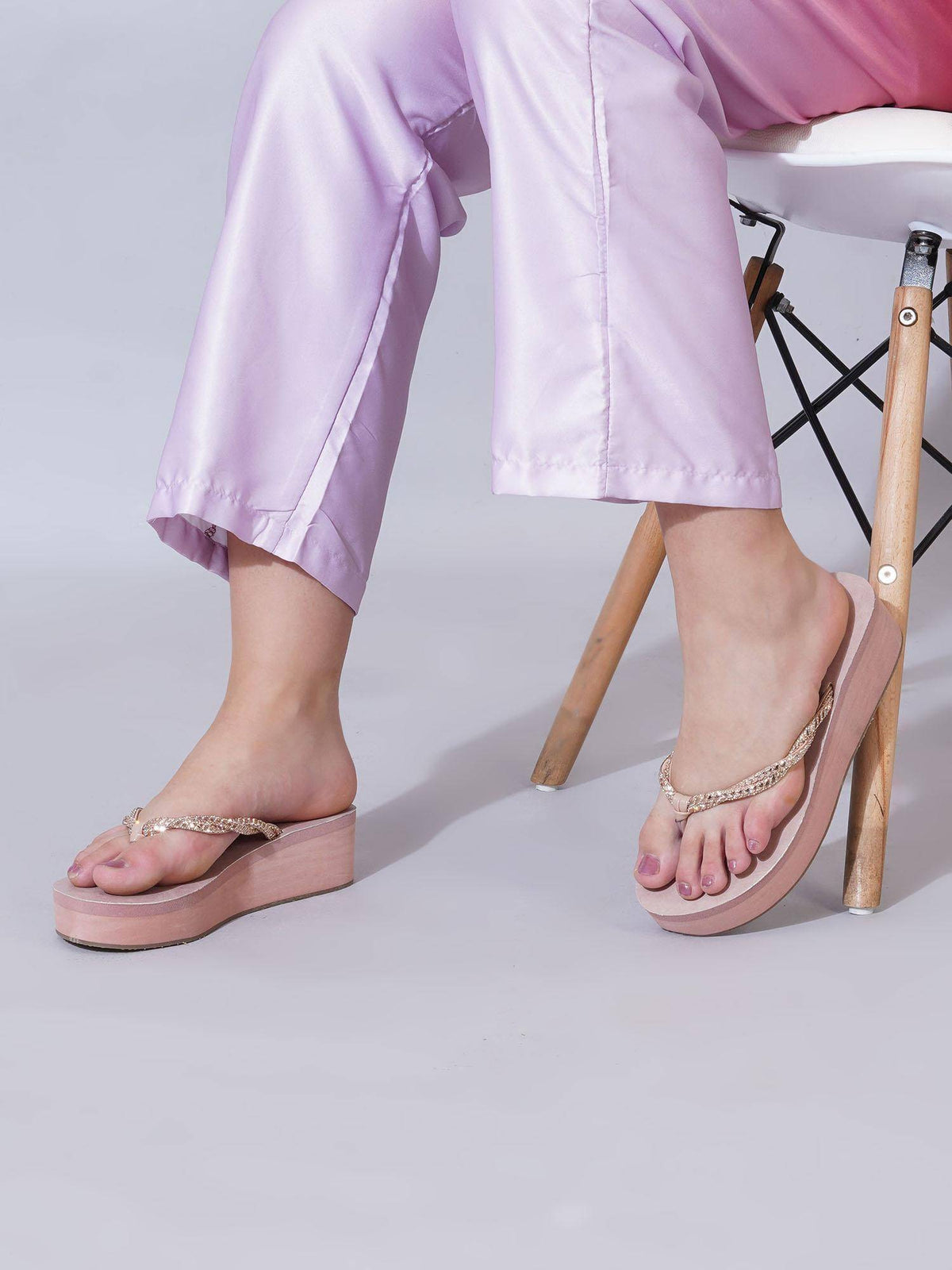 Beige Wedges with Braided Straps for Women | H78 - view 6