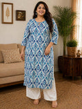 Blue Printed Cotton Kurta | FY93 - view 1