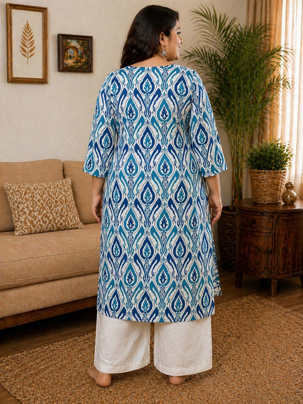 Blue Printed Cotton Kurta | FY93 - view 2