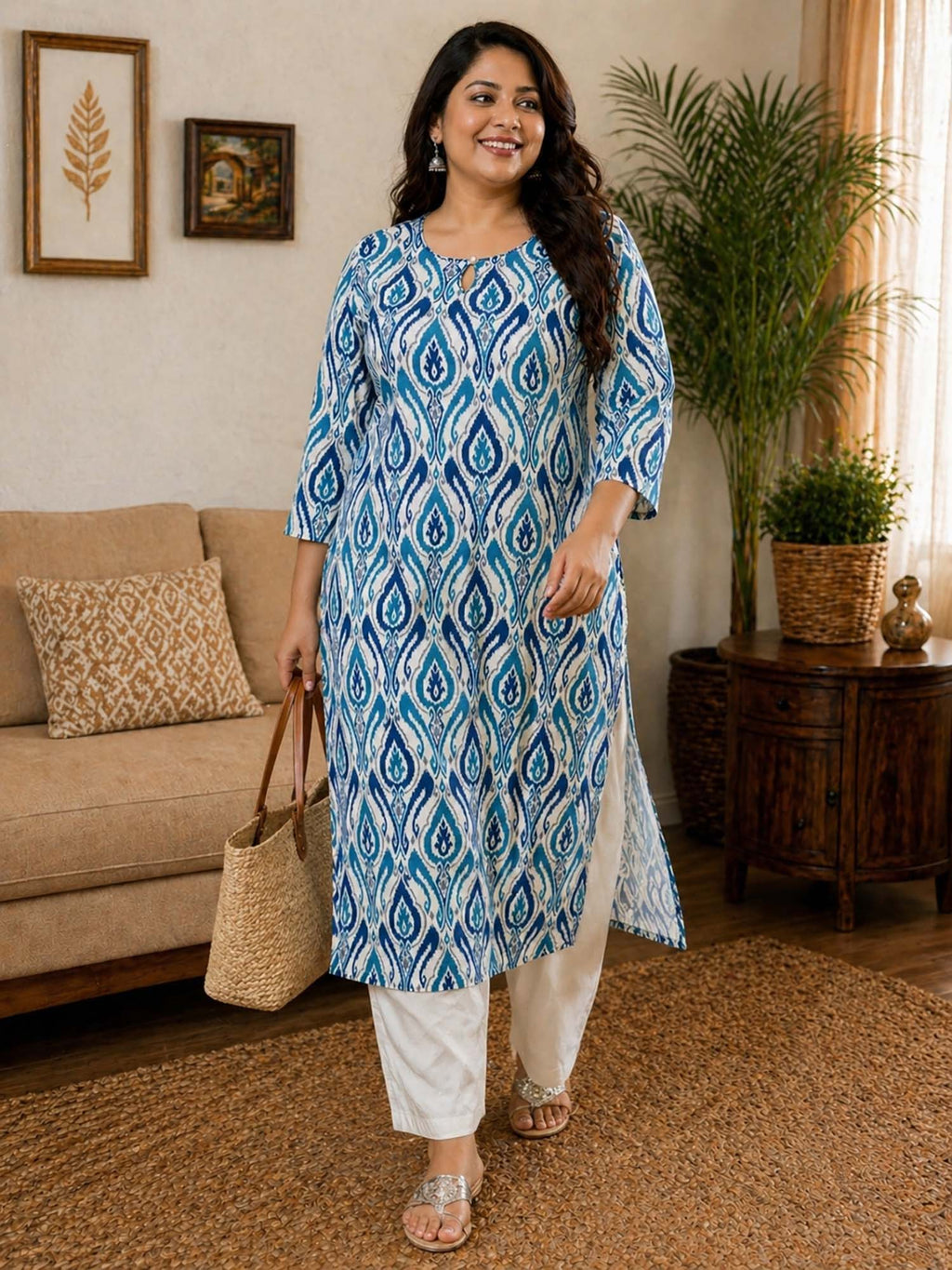 Blue Printed Cotton Kurta | FY93 - view 6
