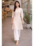 White Floral Cotton Kurta | U3S - view 1