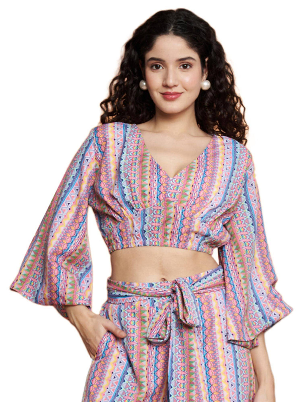 Bell Sleeve Crop Top Multi-Color | CT61 - view 4