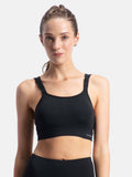 MI16 Wirefree Microfiber Elastane Racerback Active Wear Sports Bra - Black | sb09 - view 1