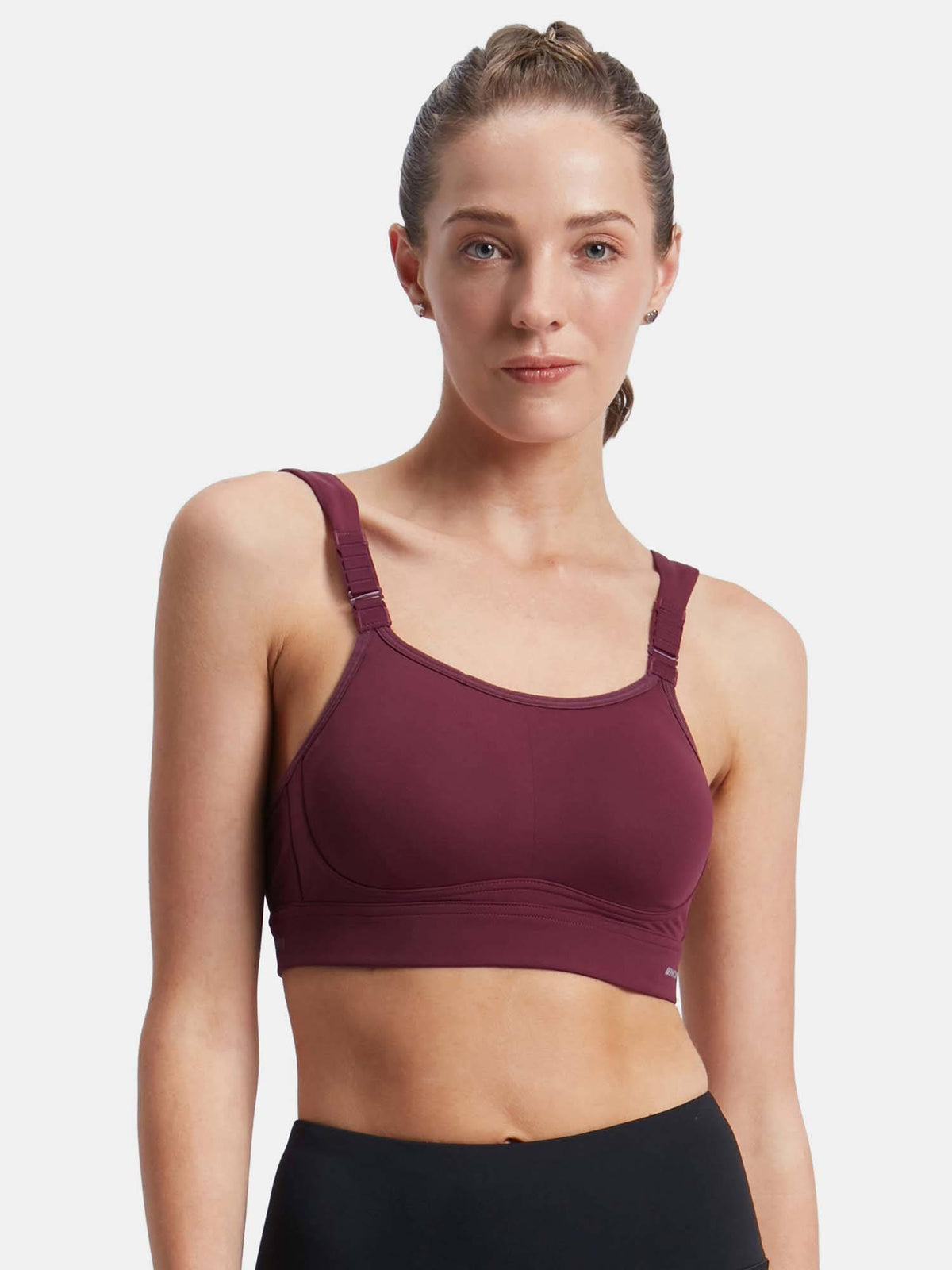 MI16 Wirefree Microfiber Elastane Racerback Active Wear Sports Bra - Black | sb09 - view 18