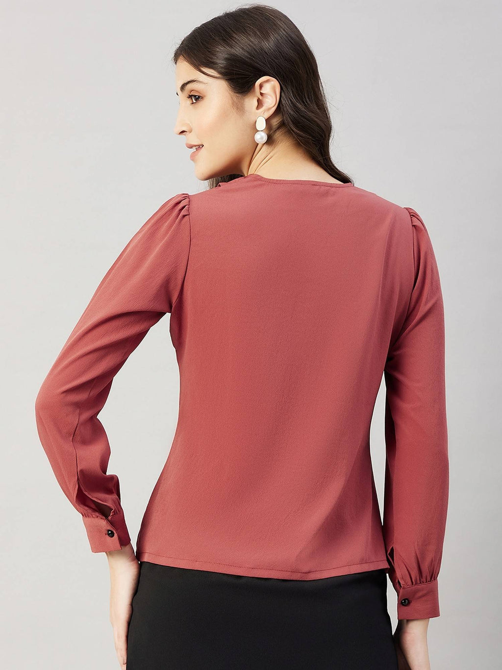 Women Blue Collared Contrast Embroidery Shirt | S67 - view 14