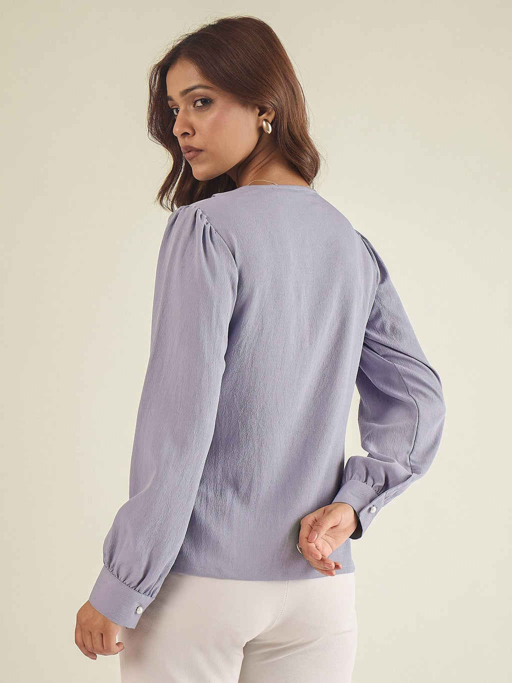 Women Brown Collared Contrast Embroidery Shirt | S67 - view 58