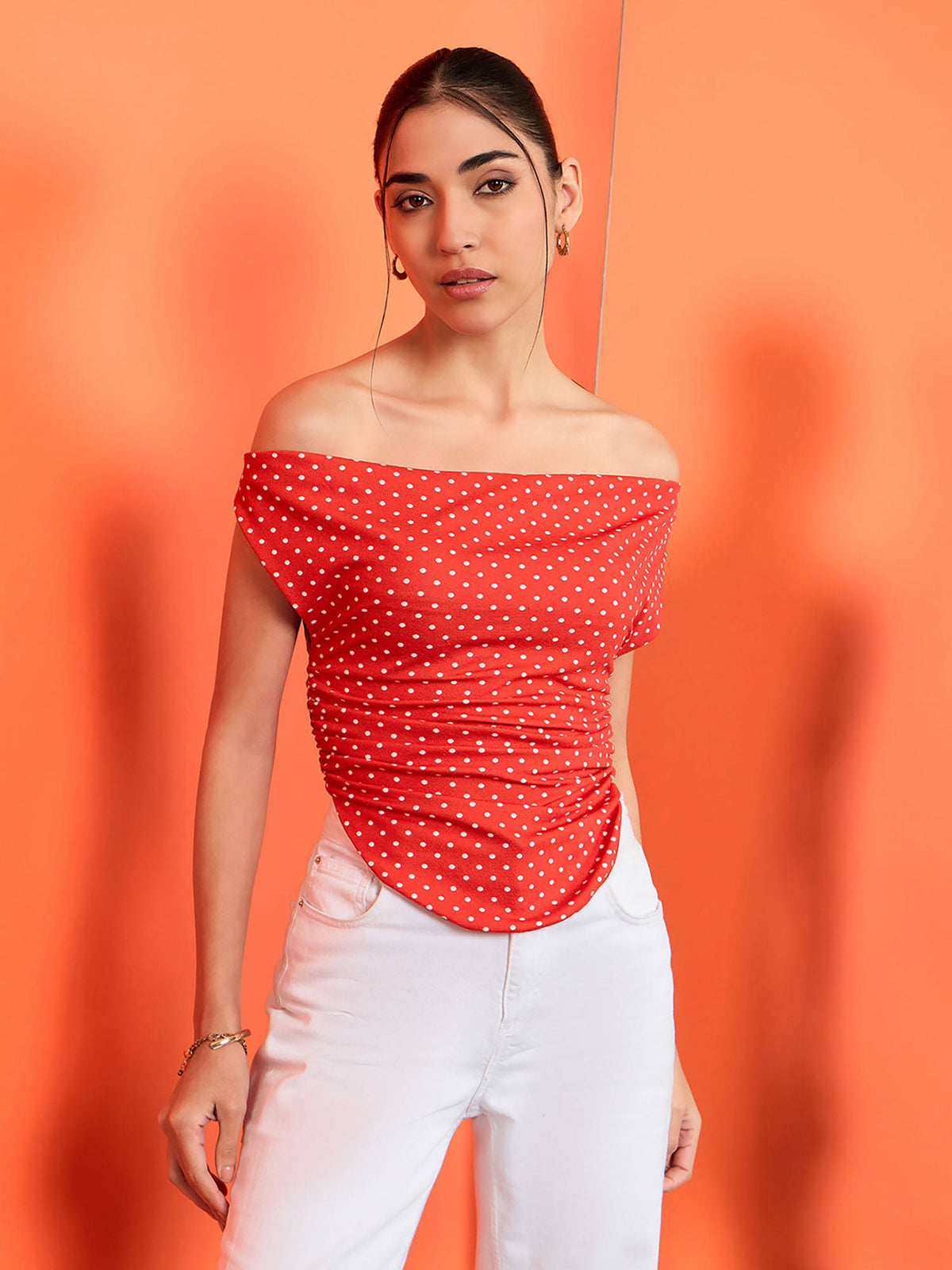 Stretchable Polyester V-neck Sleeveless Crop Top White | CT61 - view 55