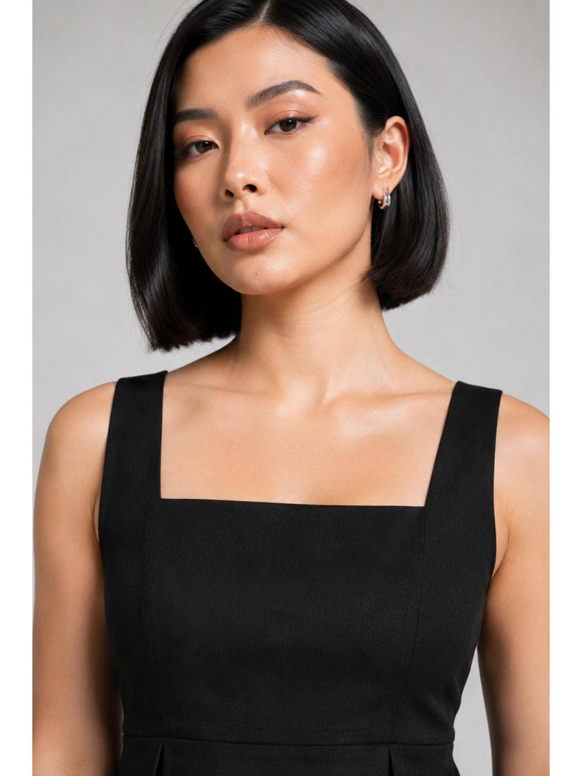 Solid Black Cotton Slub Peplum Top | pt51 - view 7
