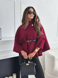 Donatella Winter Maroon Cape with Belt | JC78 - view 1