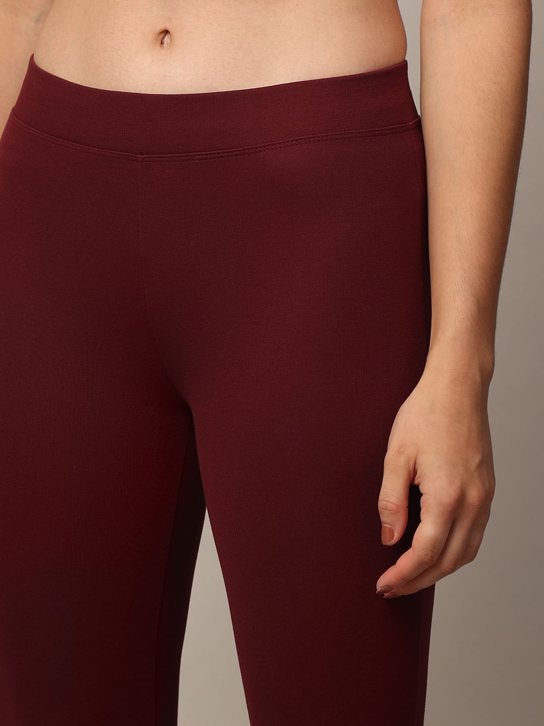 Maroon Stretch Flared Pants