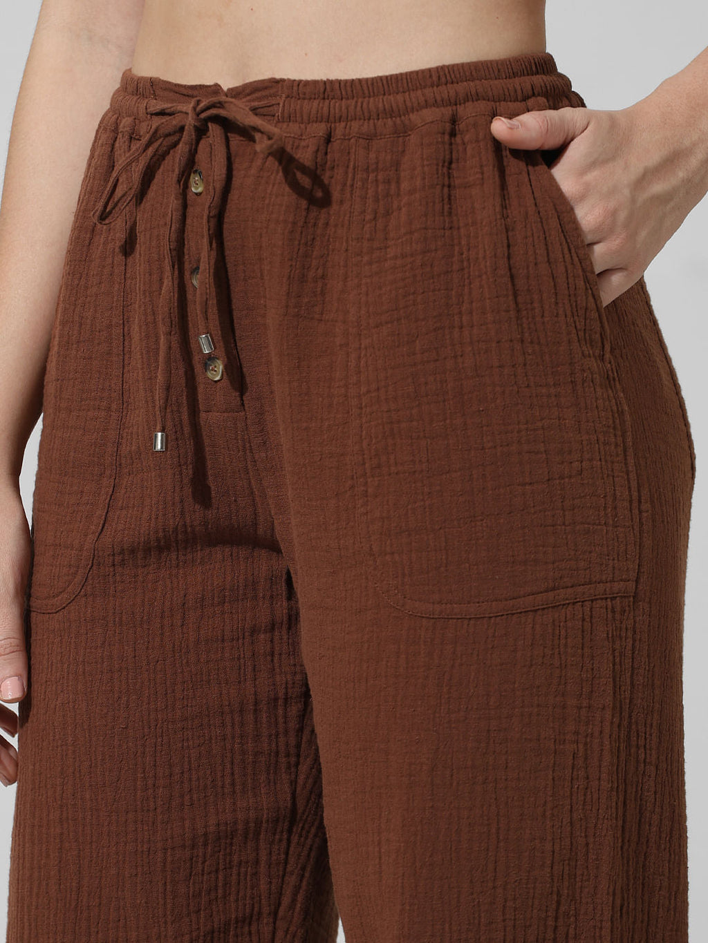 Brown High Rise Co-Ord Set Pants