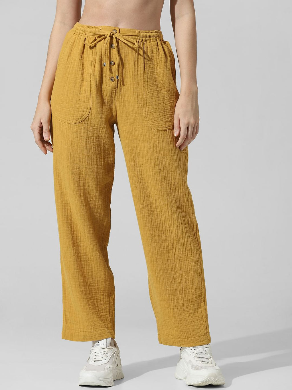 Yellow High Rise Co-Ord Set Pants