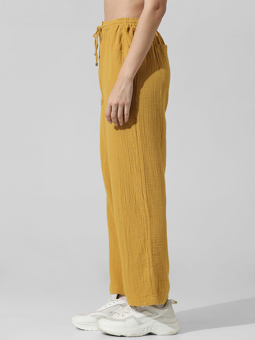 Yellow High Rise Co-Ord Set Pants