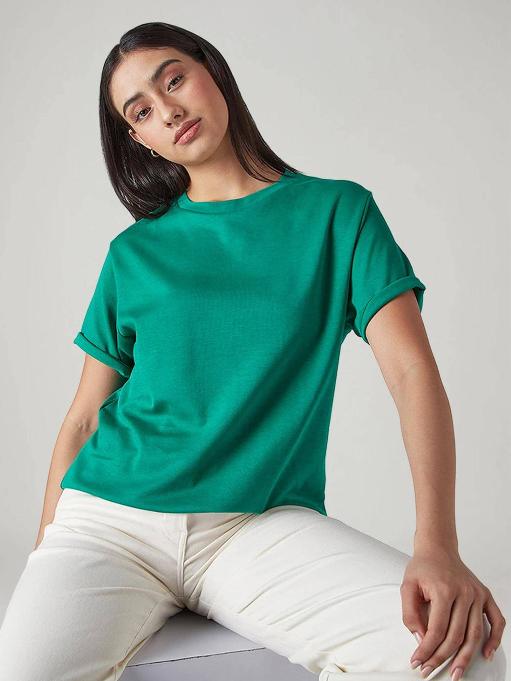 Red Solid/Plain Half Sleeves Relaxed T-Shirt | TS56 - view 25