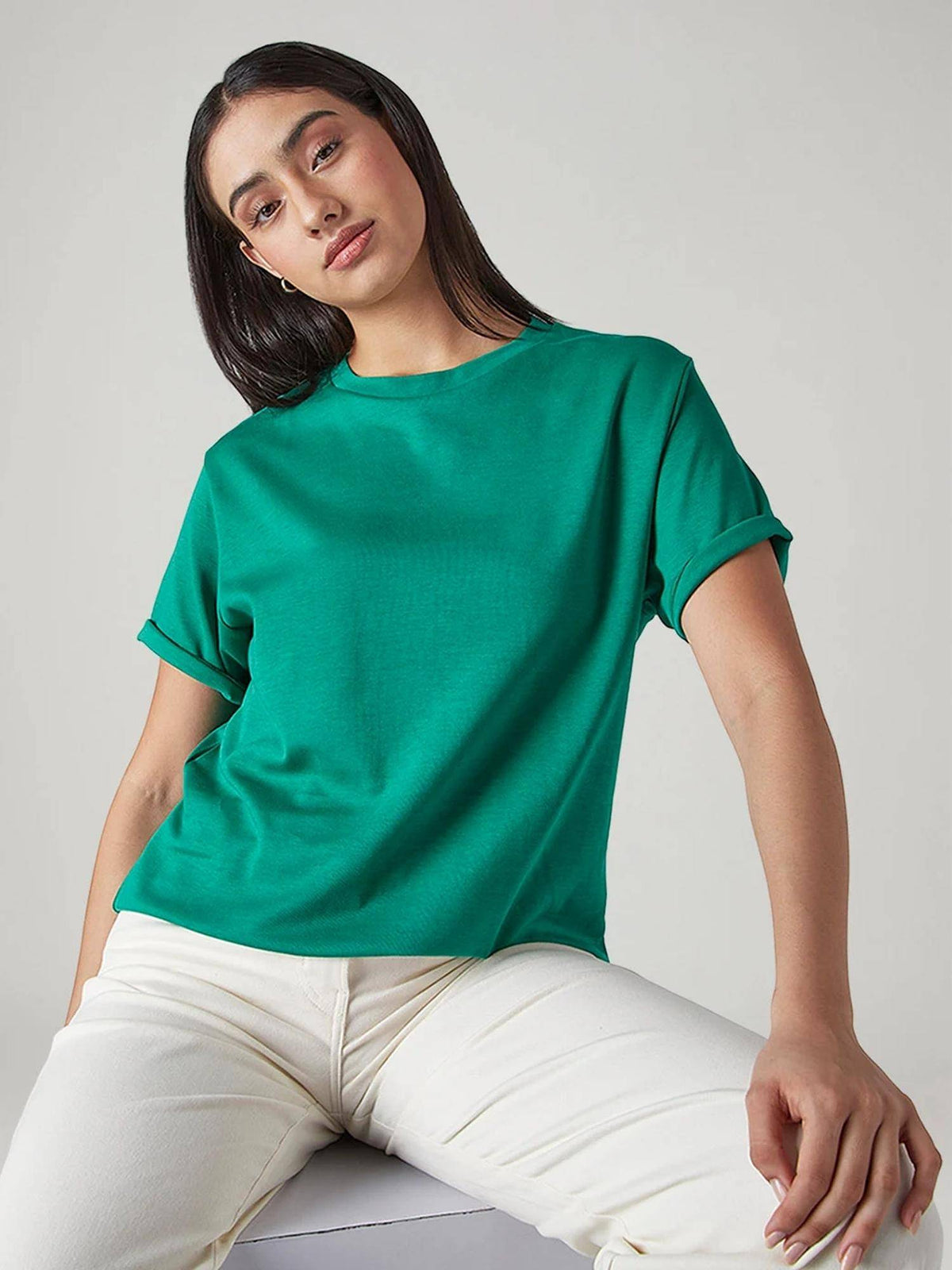 Red Solid/Plain Half Sleeves Relaxed T-Shirt | TS56 - view 25