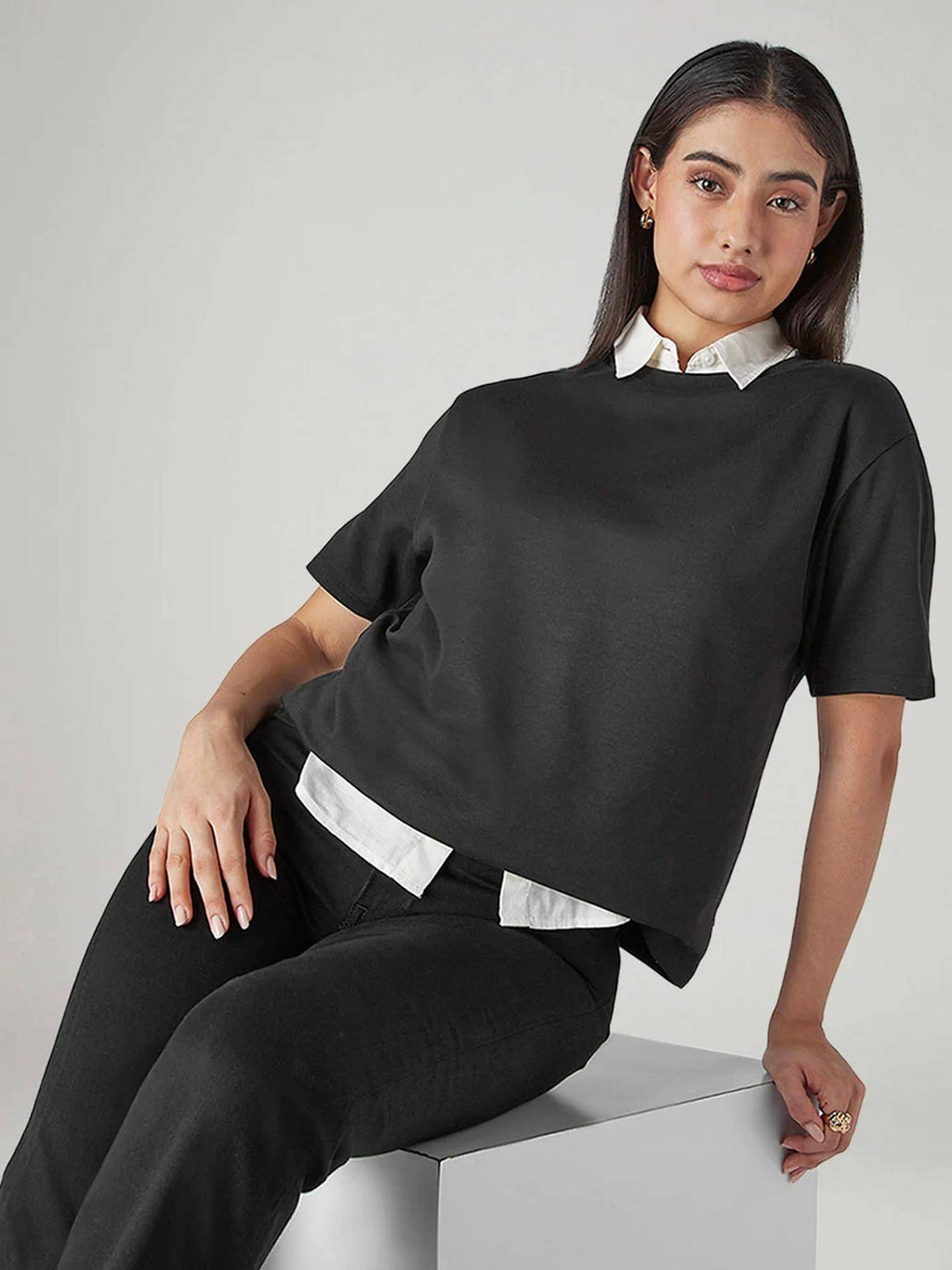 Red Solid/Plain Half Sleeves Relaxed T-Shirt | TS56 - view 10