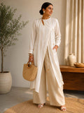 Ivory Solid/Plain Full Sleeves Tie-Ups Dress | D56 - view 1