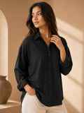 Black Solid/Plain Full Sleeves Relaxed Shirt | S67 - view 1