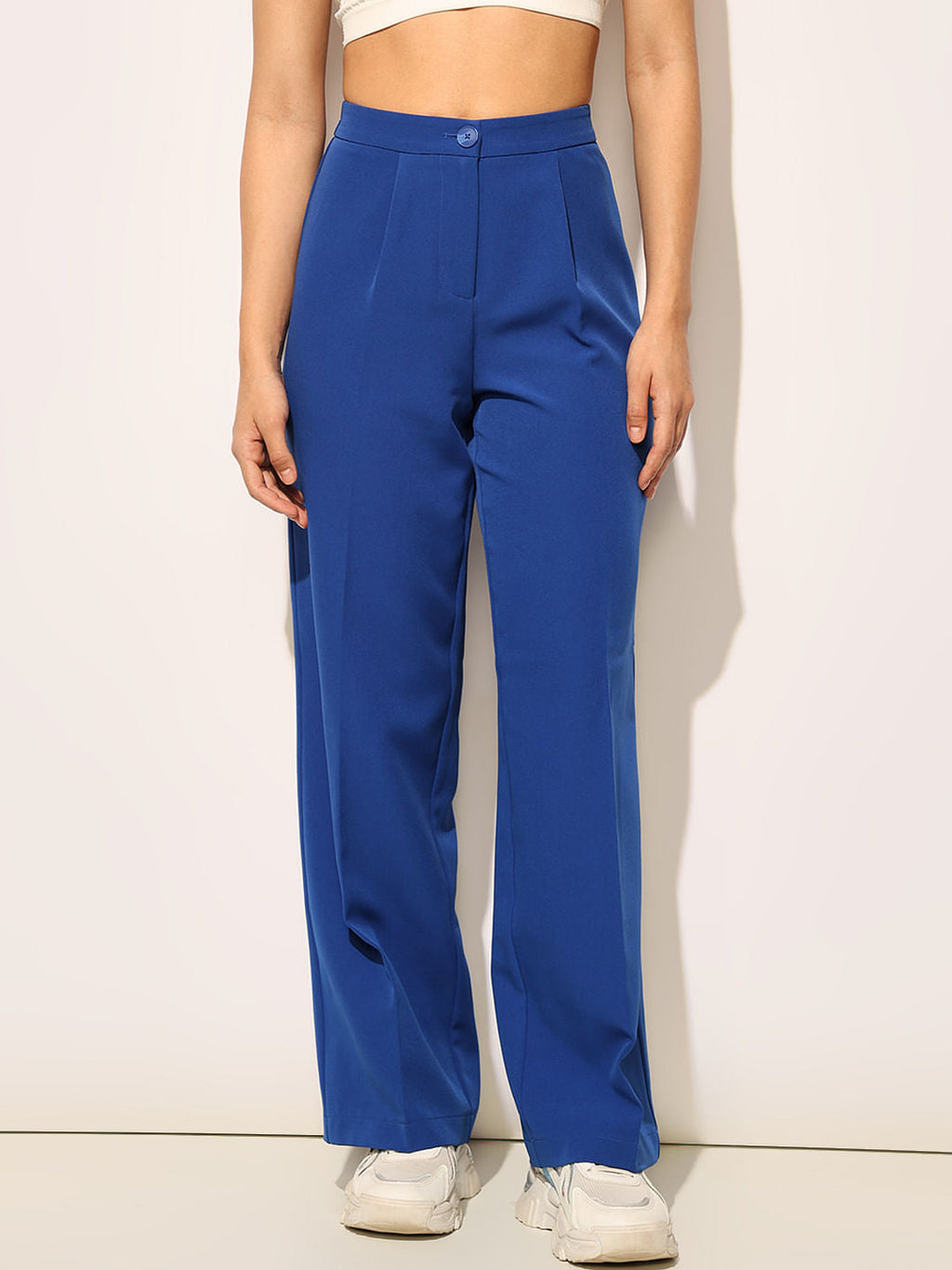 Blue High Rise Wide Leg Pants