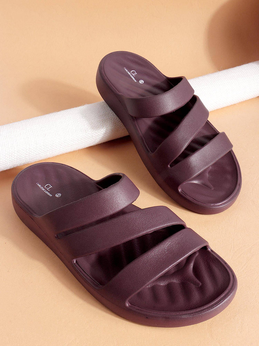 Women Wine Three-Strap Platform Comfort Sandals | SD89 - view 3