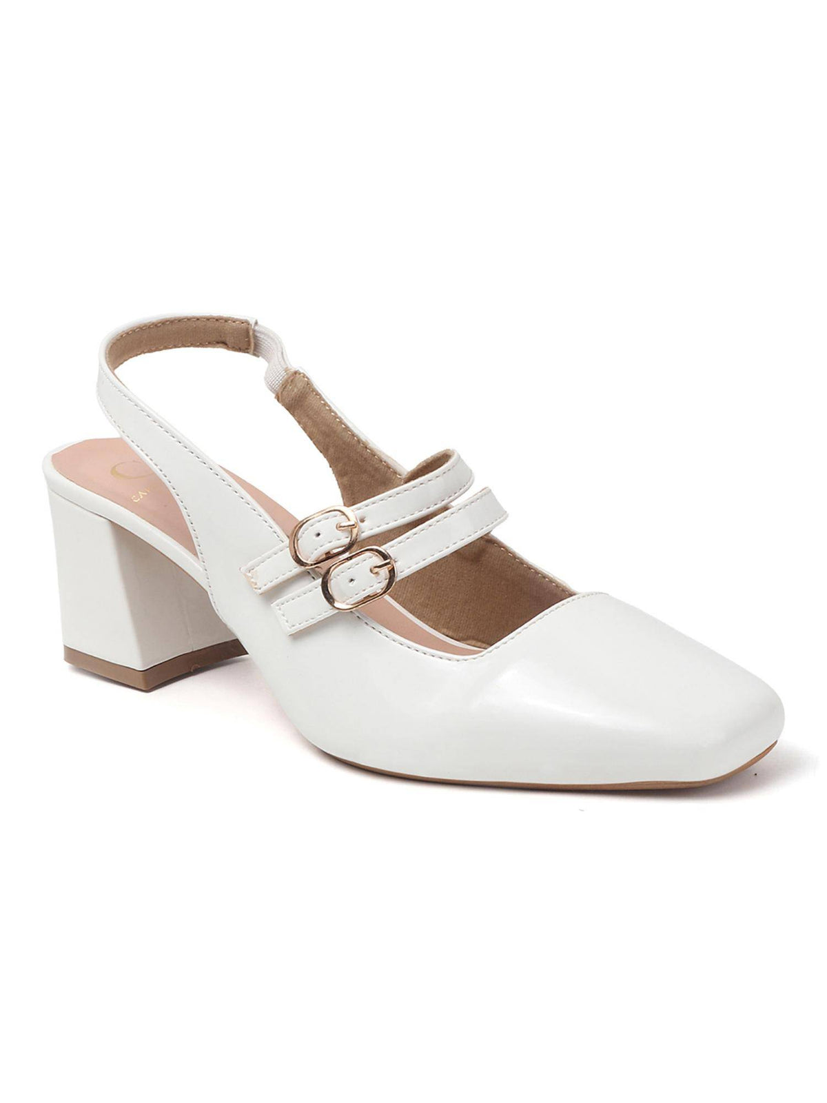 Women White Elegant Slingback Block Heel Sandals | H78 - view 4
