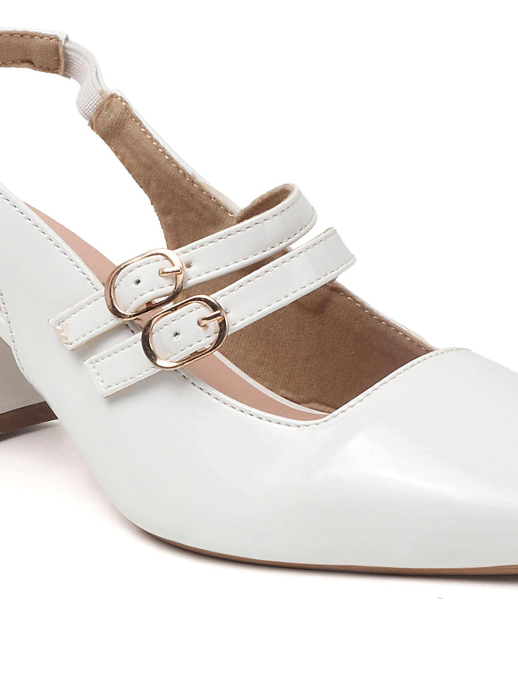 Women White Elegant Slingback Block Heel Sandals | H78 - view 7