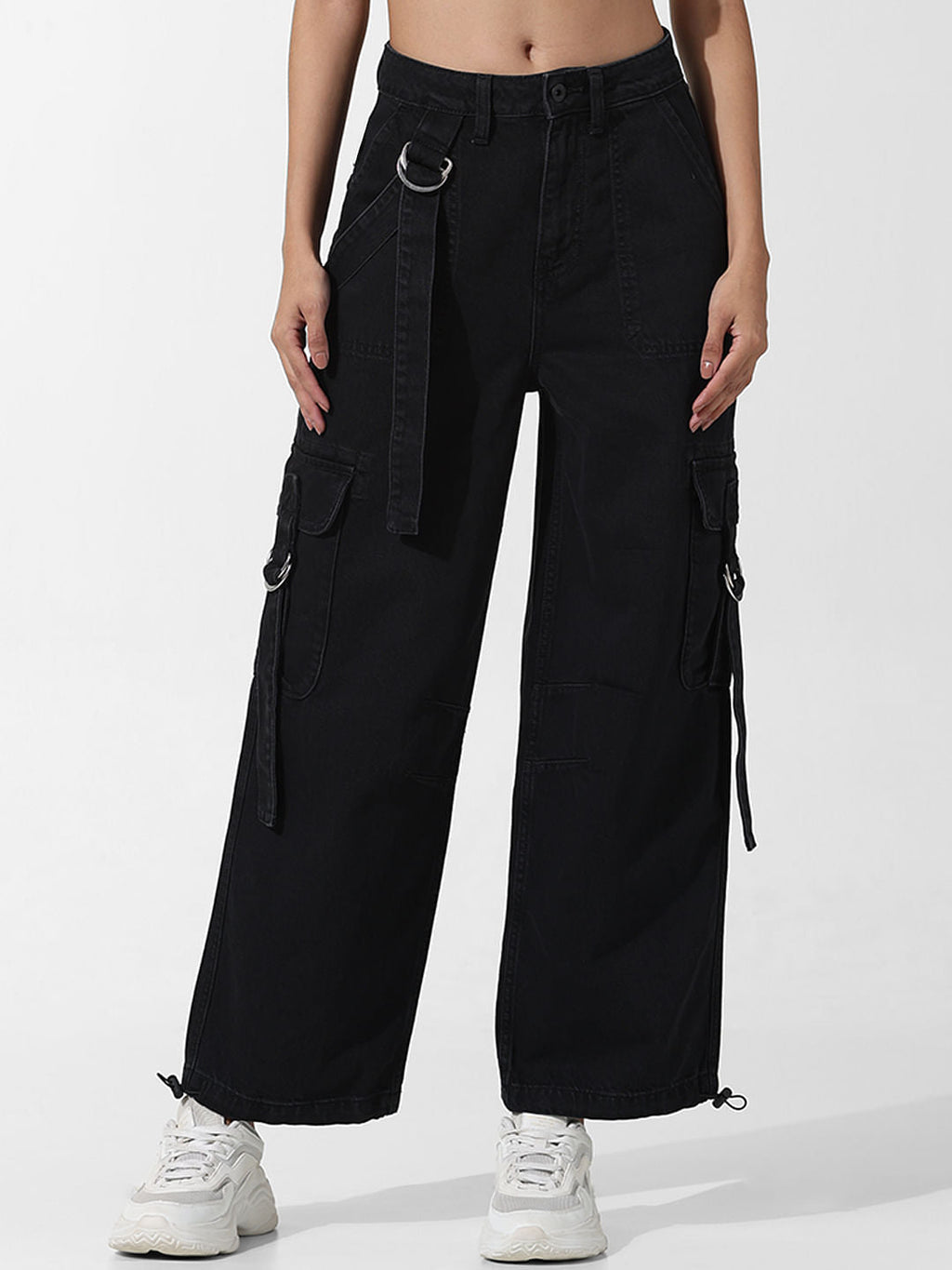Black High Rise Cargo Jeans