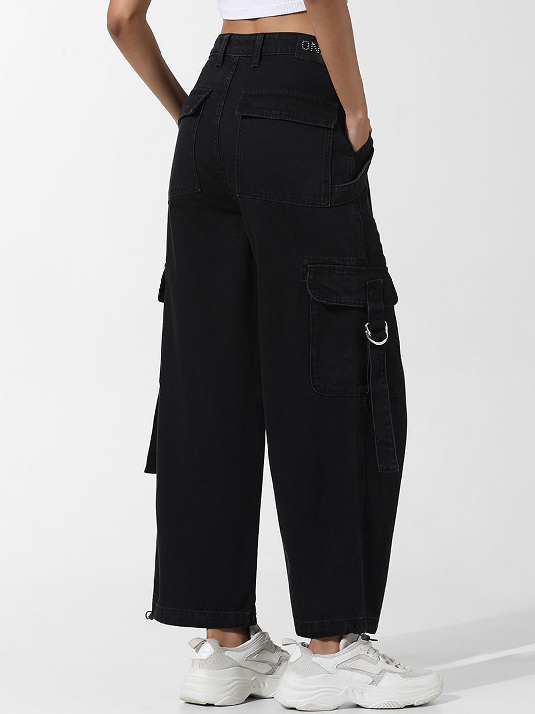 Black High Rise Cargo Jeans